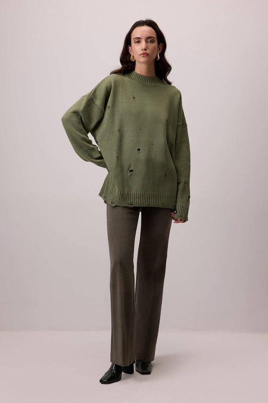 Maglione oversize effetto destroyed