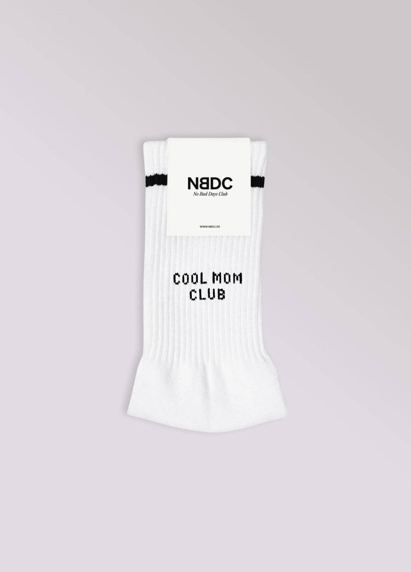 Calzini Cool Mom Club con lettering e righe retrò