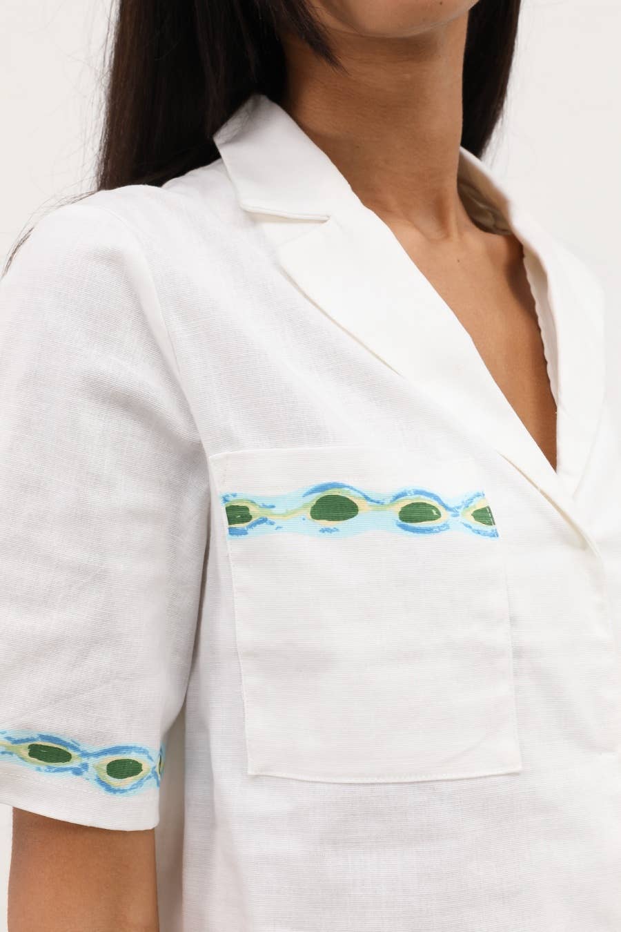 Blusa Timeon in cotone con bordi decorati