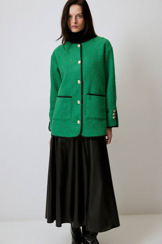 Giacca bouclé con bordi a contrasto