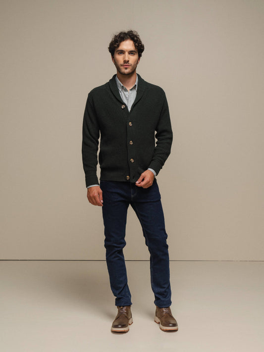 Cardigan in maglia uomo in cotone