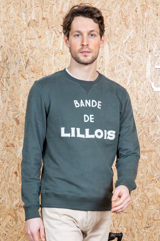 Felpa girocollo “Bande de Lillois” color kaki