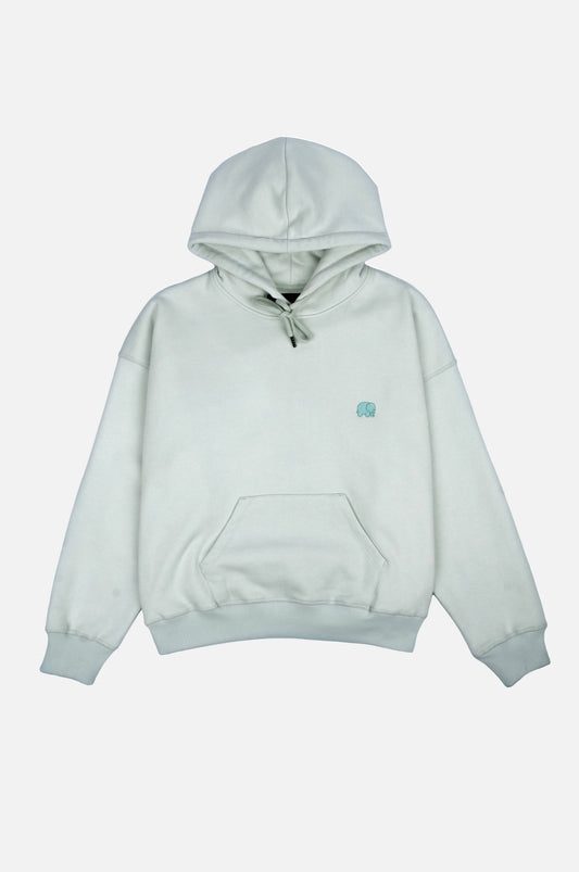 Felpa oversize donna in cotone biologico verde menta con cappuccio