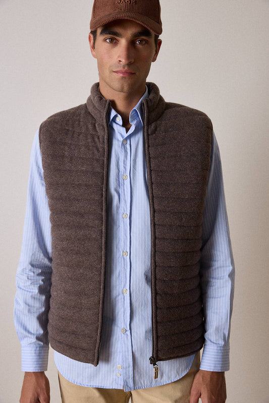 Gilet trapuntato uomo color terra