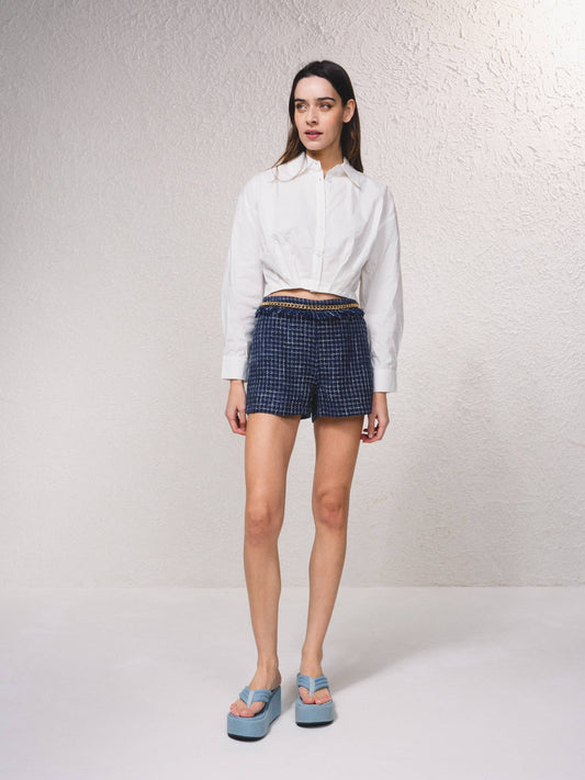 Camicia corta in cotone bianca