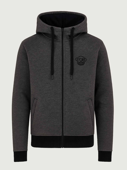 Felpa con cappuccio e zip Chimp Loco Monky grigio scuro