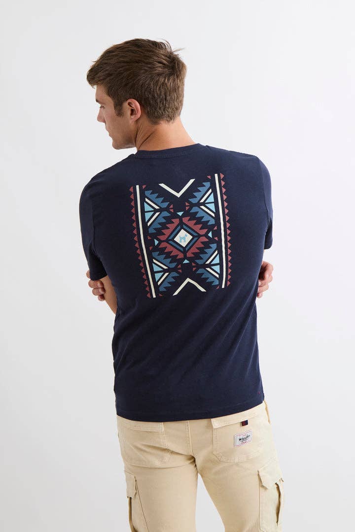 T-shirt Uomo con Stampa Etnica e Ricamo