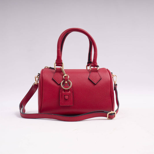 Borsa bauletto in pelle martellata con tracolla