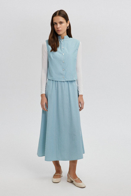 Set gilet e gonna in popeline a righe