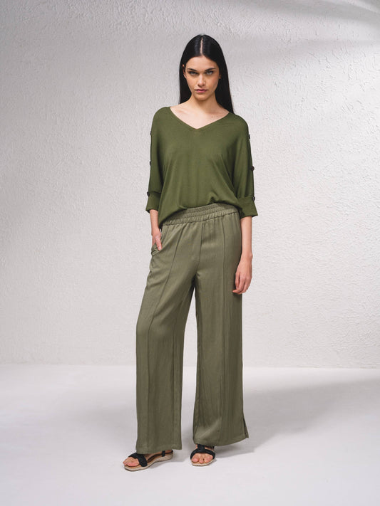 Pantaloni ampi fluidi con vita elastica