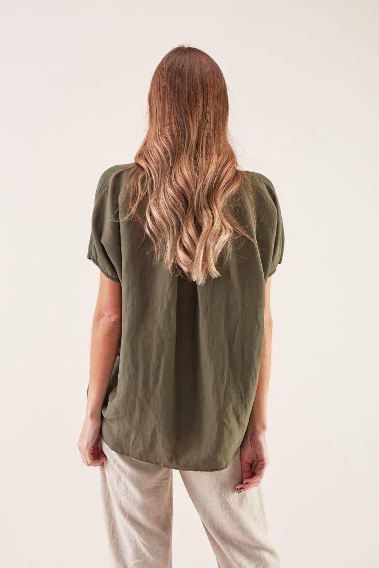 Maglia in cotone con maniche a rosetta