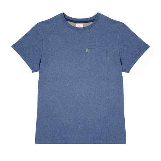 T-shirt in cotone biologico blu marino melange con taschino