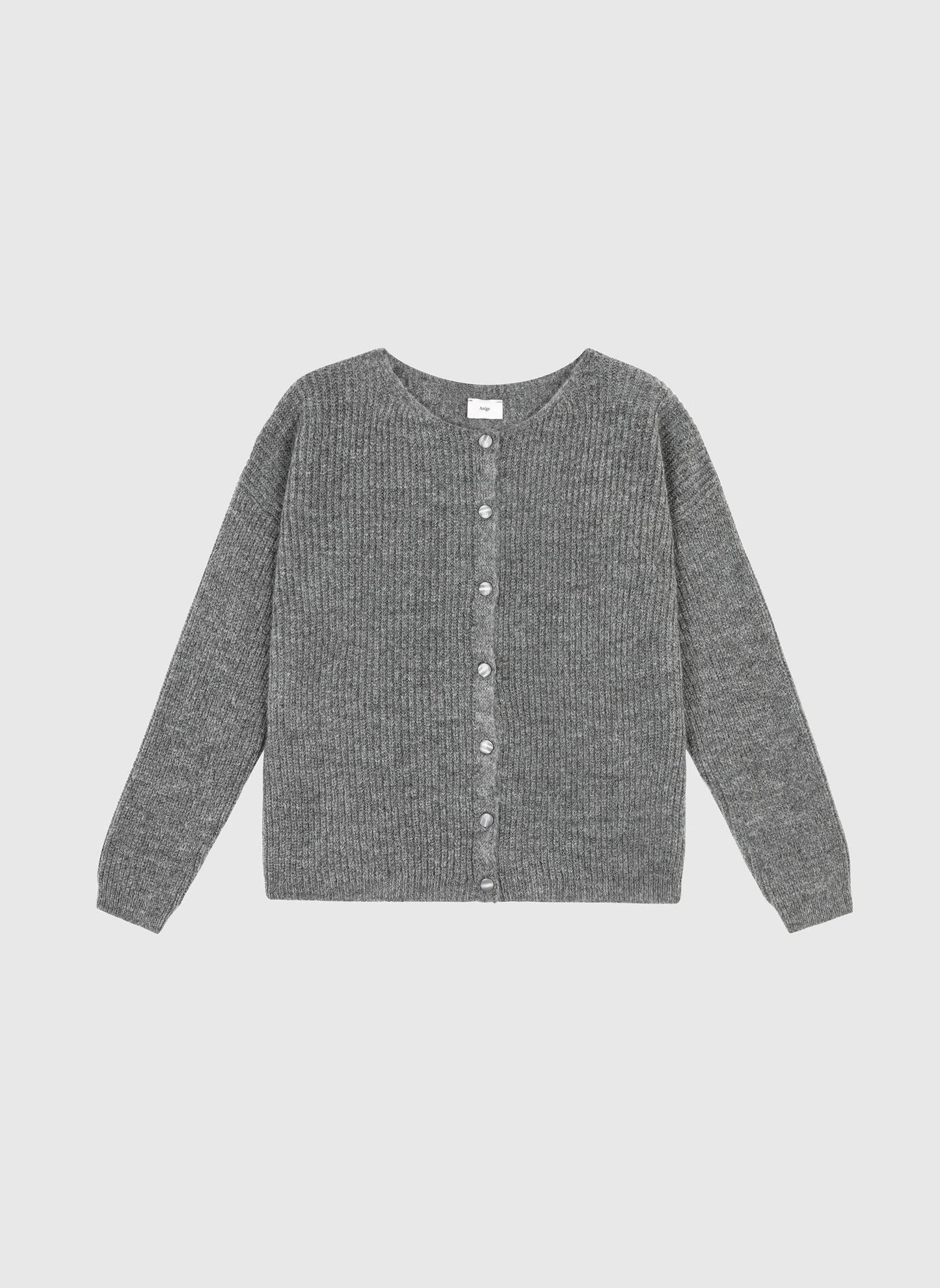 Cardigan reversibile a costine grigio mélange