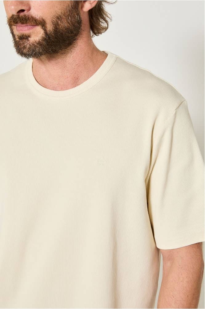 T-shirt a costine oversize in cotone organico con logo ricamato