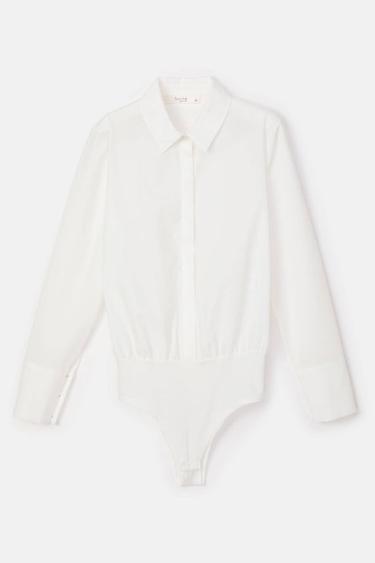 Body camicia con pinces in misto cotone