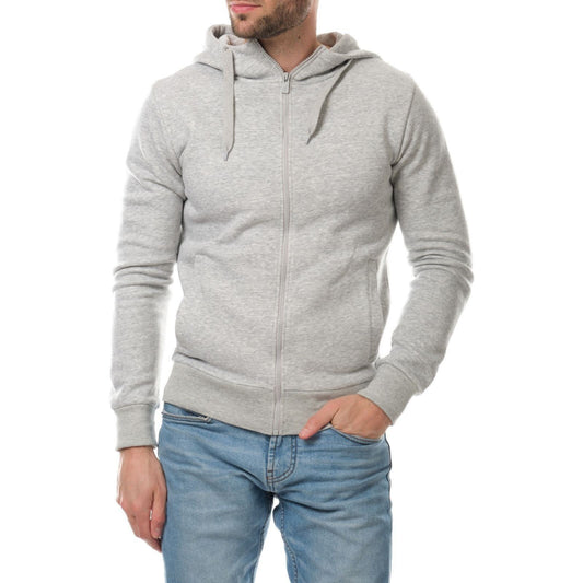 Felpa con cappuccio e zip da uomo grigio mélange