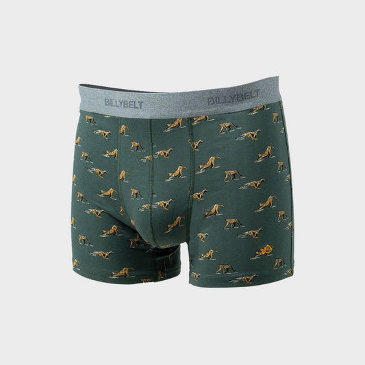Boxer in cotone biologico con stampa selvaggia verde