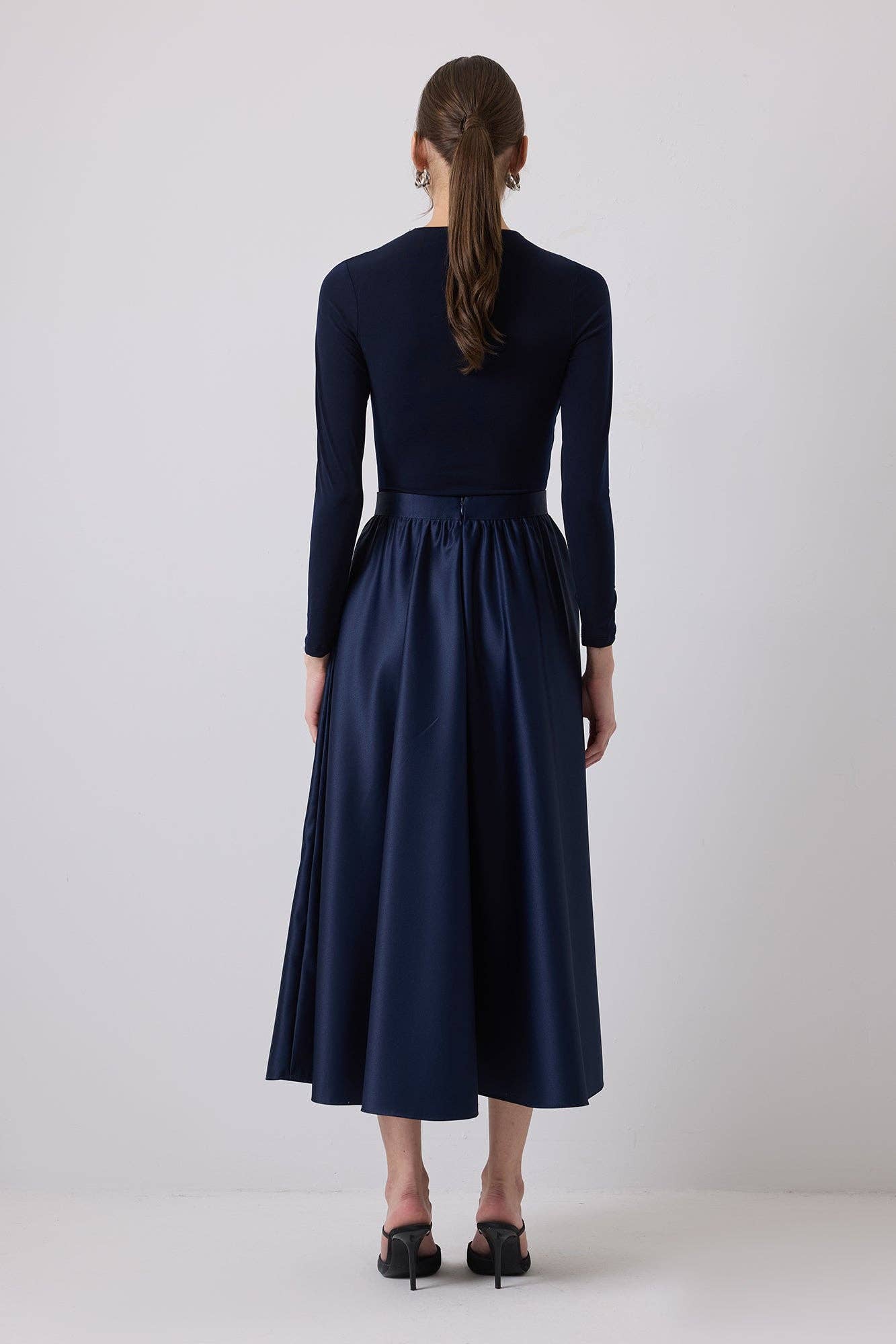 Body drappeggiato elegante blu navy