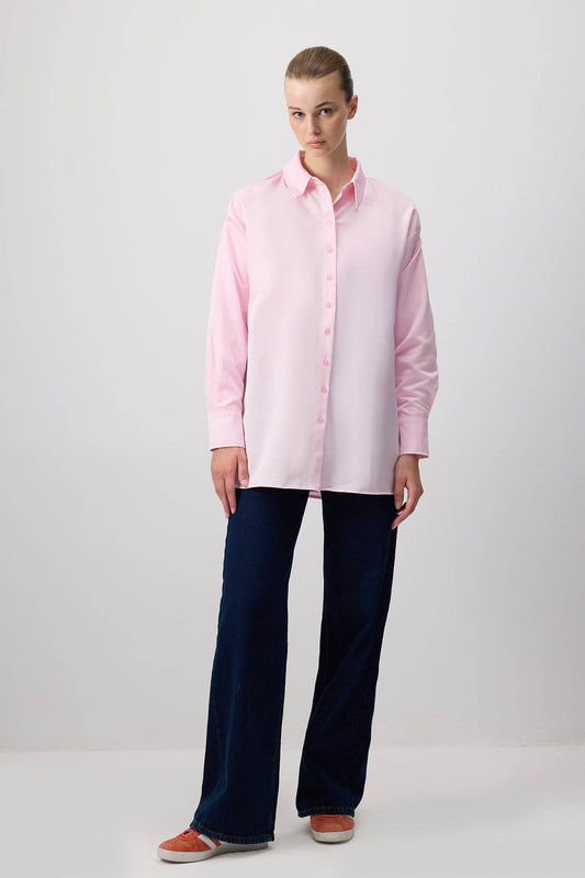 Camicia oversize con cravatta funzionale in misto cotone