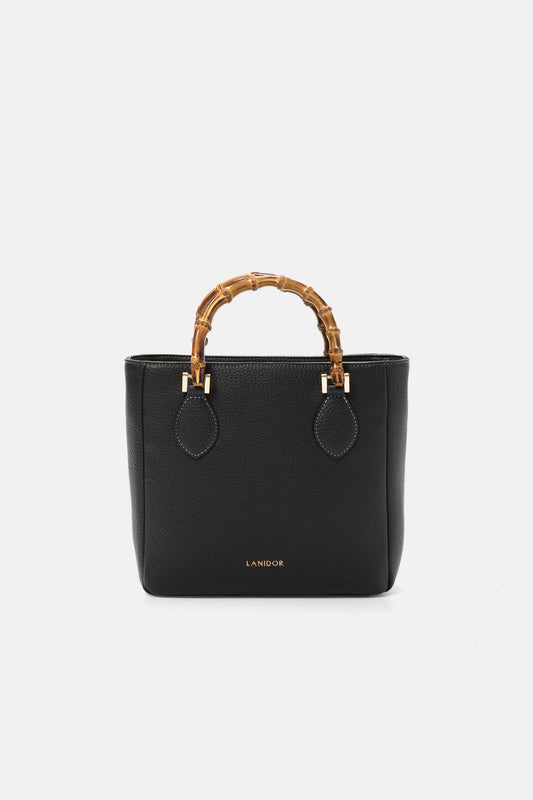 Borsa tote in ecopelle con manici effetto bambù