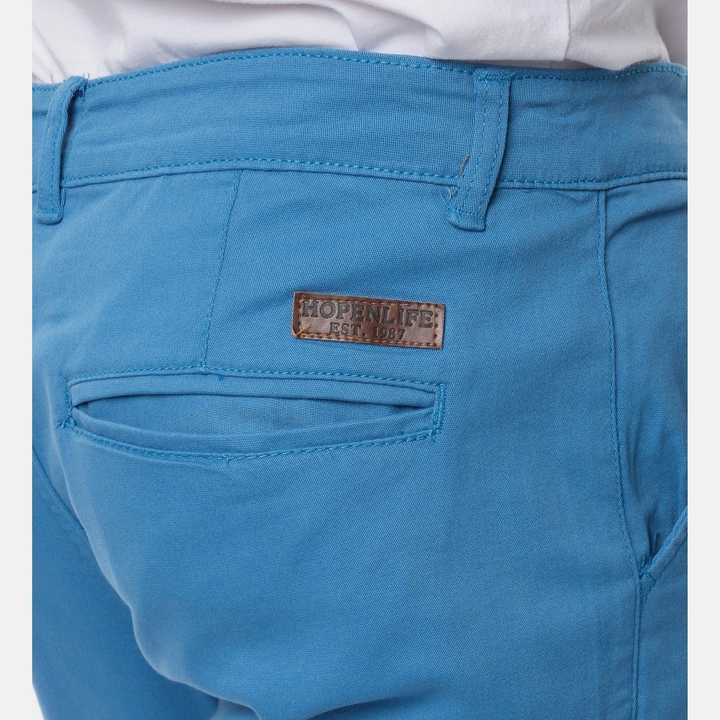 Pantaloni chino uomo in cotone stretch color indigo