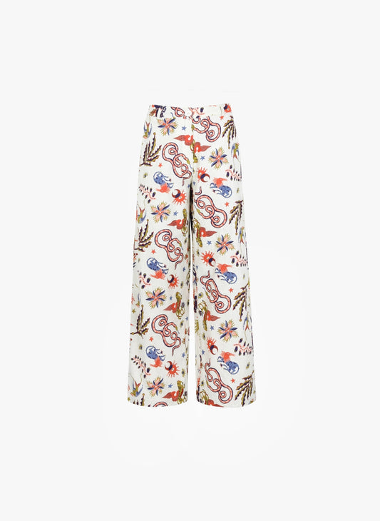 Pantaloni Rossy a fantasia écru