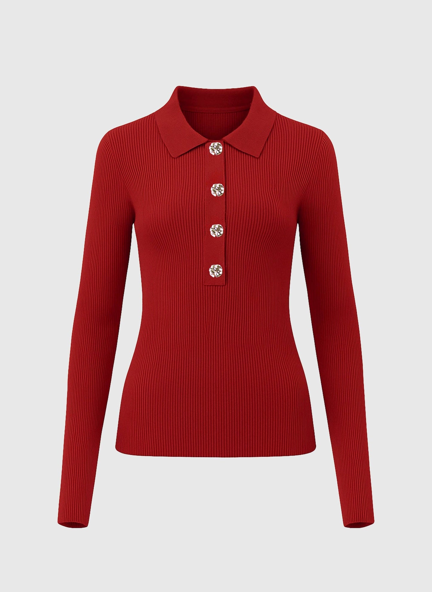 Maglione polo a coste rosso Nabi