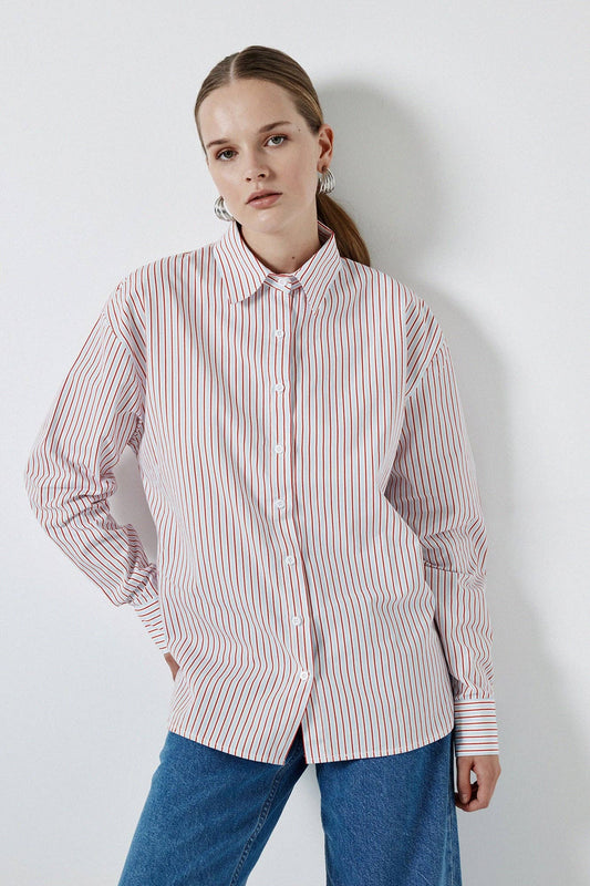 Camicia a righe rosse in viscosa