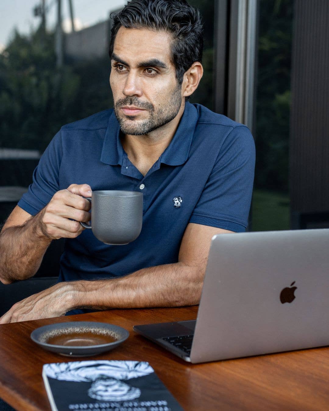 Polo blu navy antimacchia