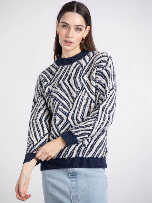 Pullover jacquard girocollo