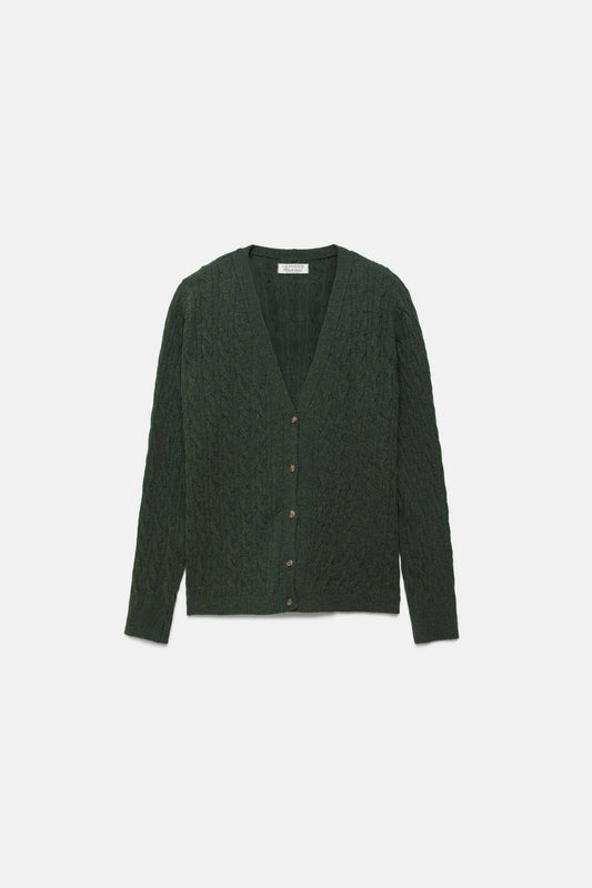 Cardigan in maglia strutturata con scollo a V