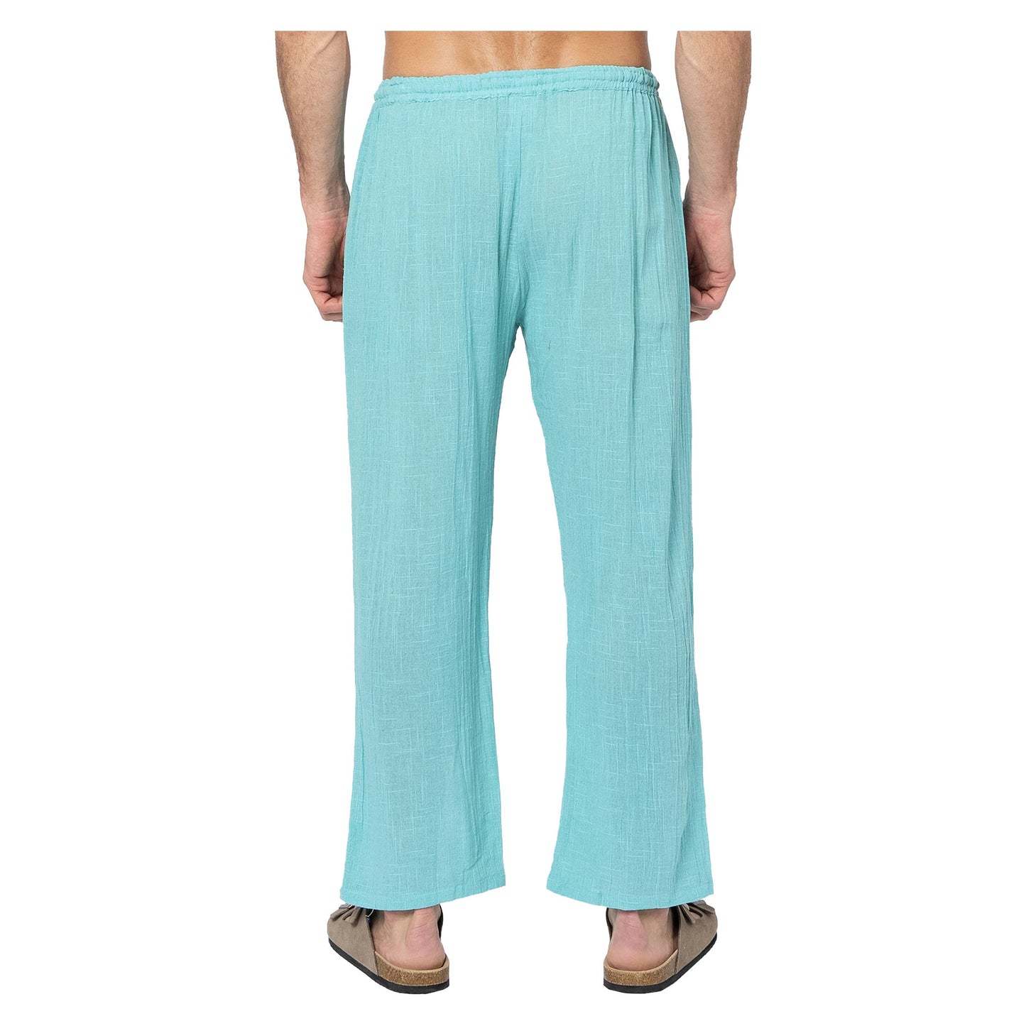 Pantaloni lunghi estivi in cotone turchese