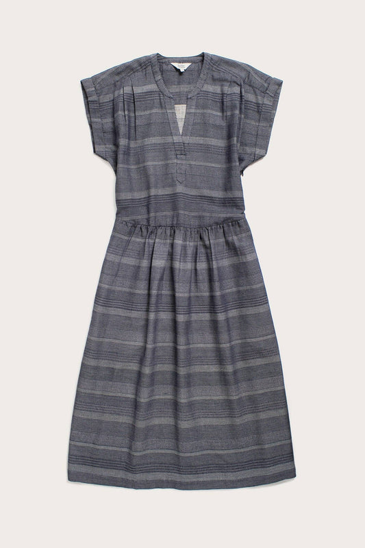 Abito midi Ira a righe con scollo a V