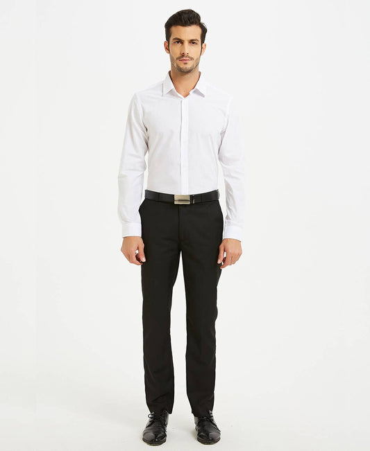 Camicia bianca slim fit con collo francese