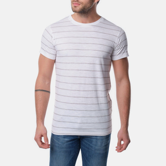 T-shirt uomo a righe grigie in cotone