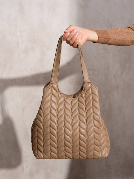 Borsa shopper trapuntata in ecopelle