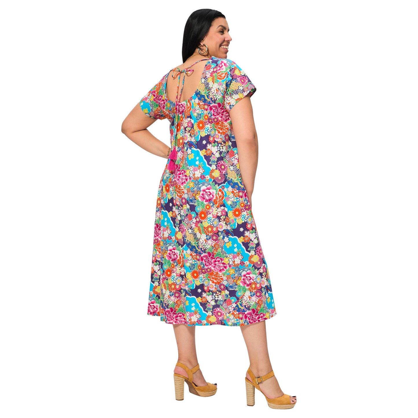 Abito midi estivo floreale multicolore