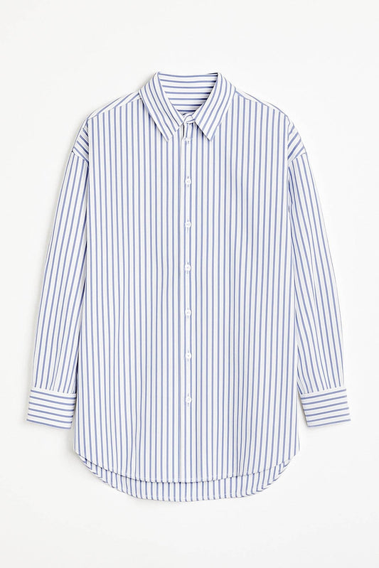 Camicia oversize a righe blu navy