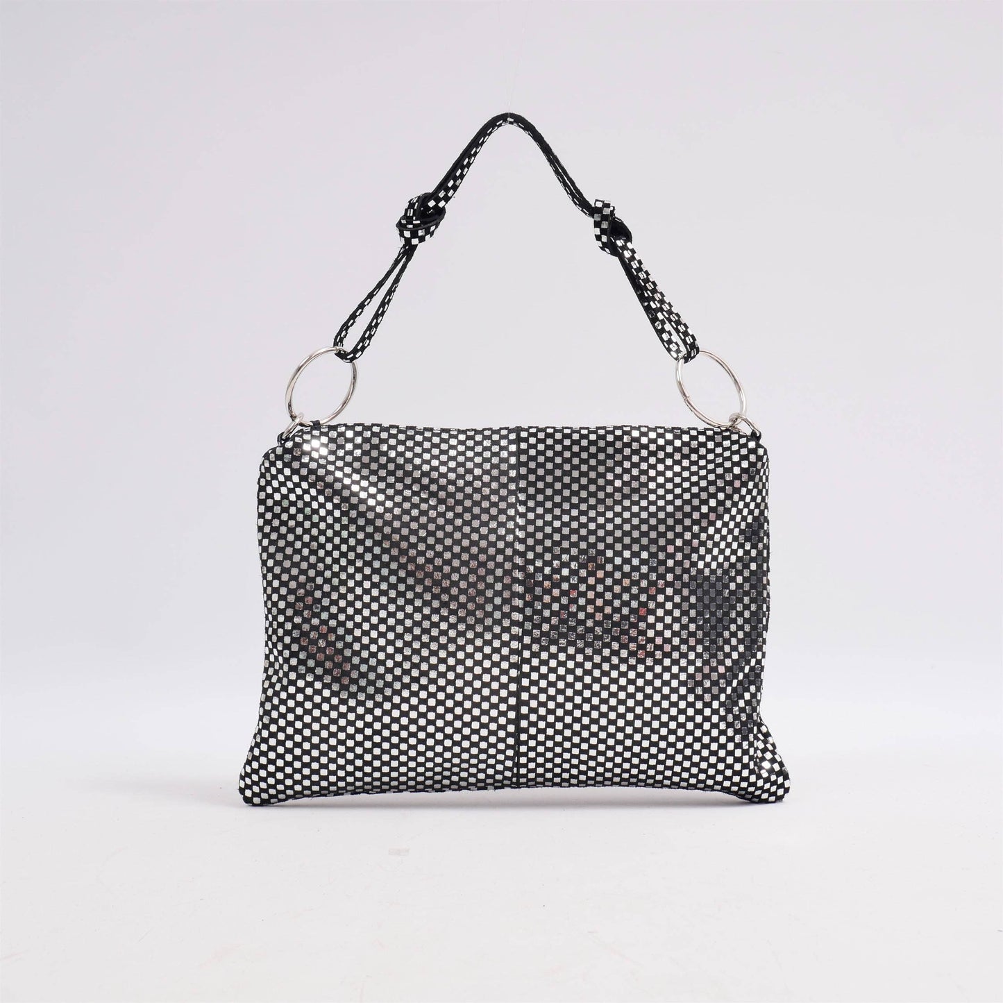 Borsa in camoscio con floccatura argentata