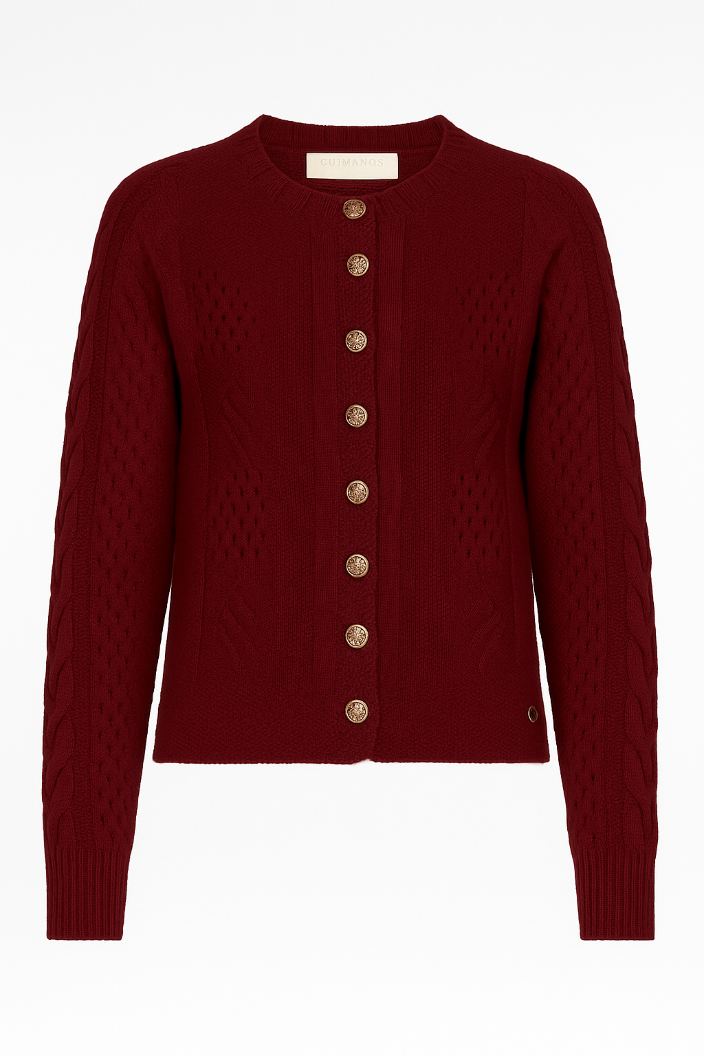 Cardigan corto in maglia con bottoni dorati
