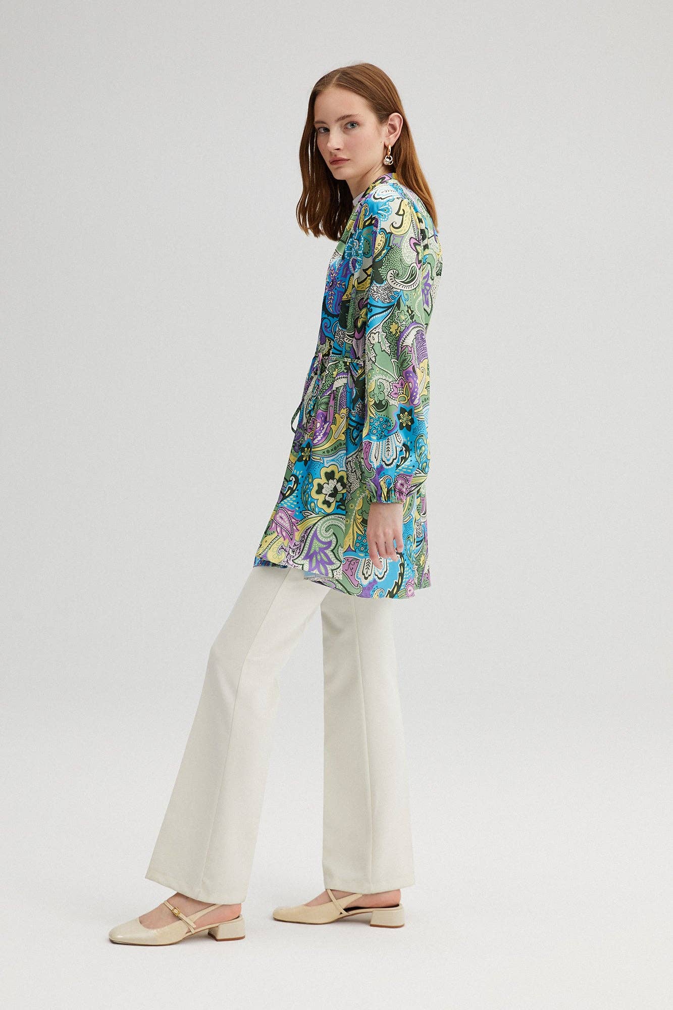 Kimono con cintura fantasia multicolor