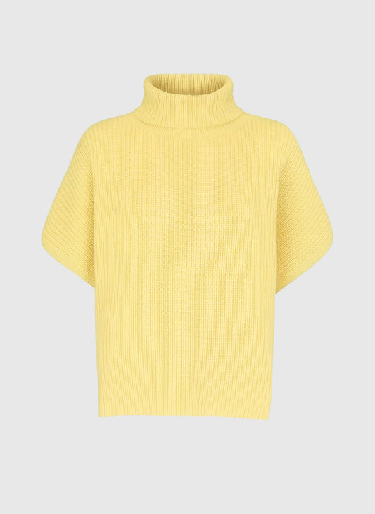 Maglione dolcevita oversize senza maniche giallo pulcino