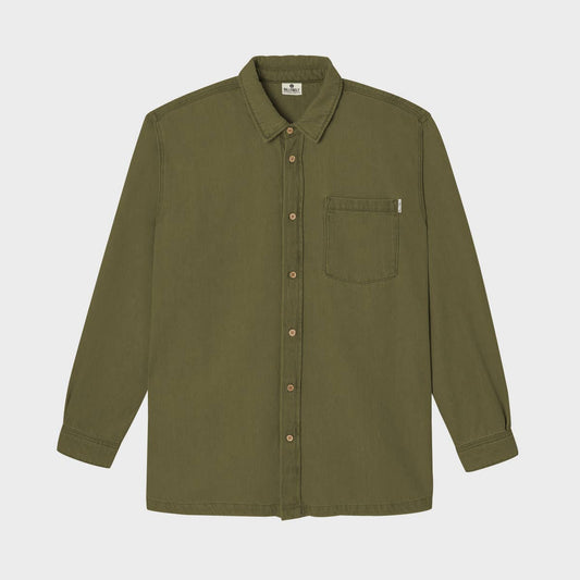 Sovracamicia in denim kaki da uomo