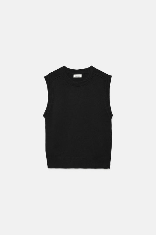 Gilet in maglia rasata girocollo