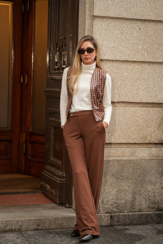 Gilet con paillettes a quadri multicolore