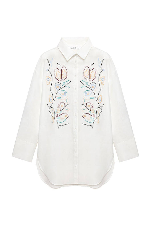 Camicia in popeline ricamato