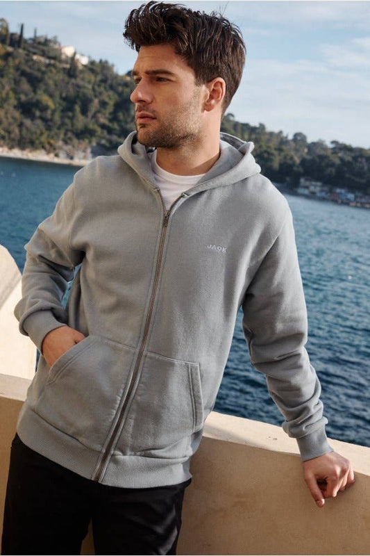 Felpa con cappuccio con zip Tao blu ghiaccio