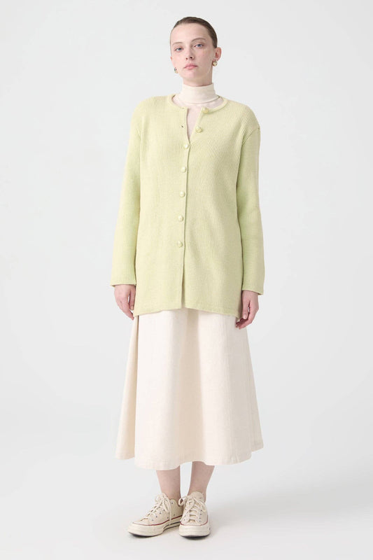 Cardigan lungo con bottoni color crema
