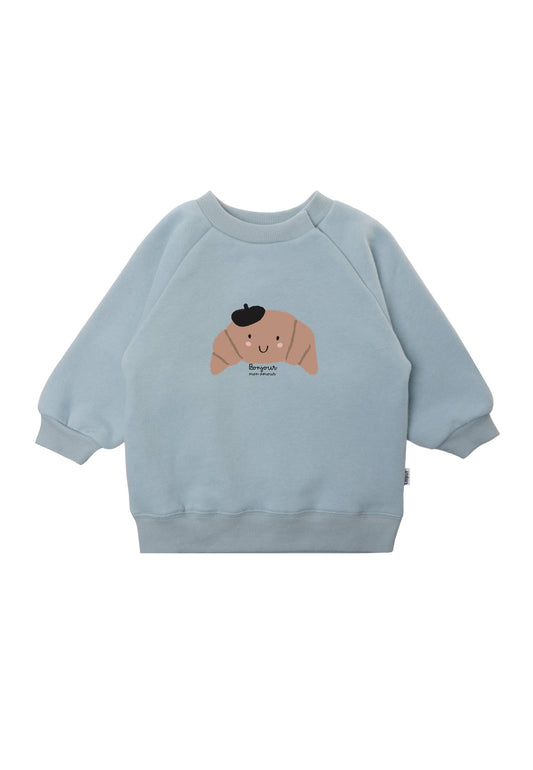 Maglione quarter zip in cotone organico blu Tidepool