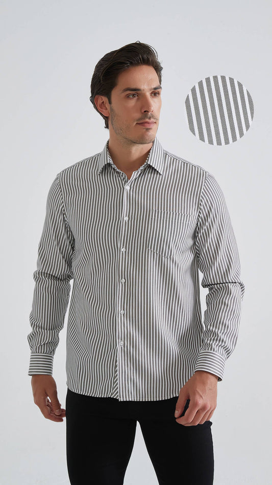 Camicia a righe comfort nera da uomo